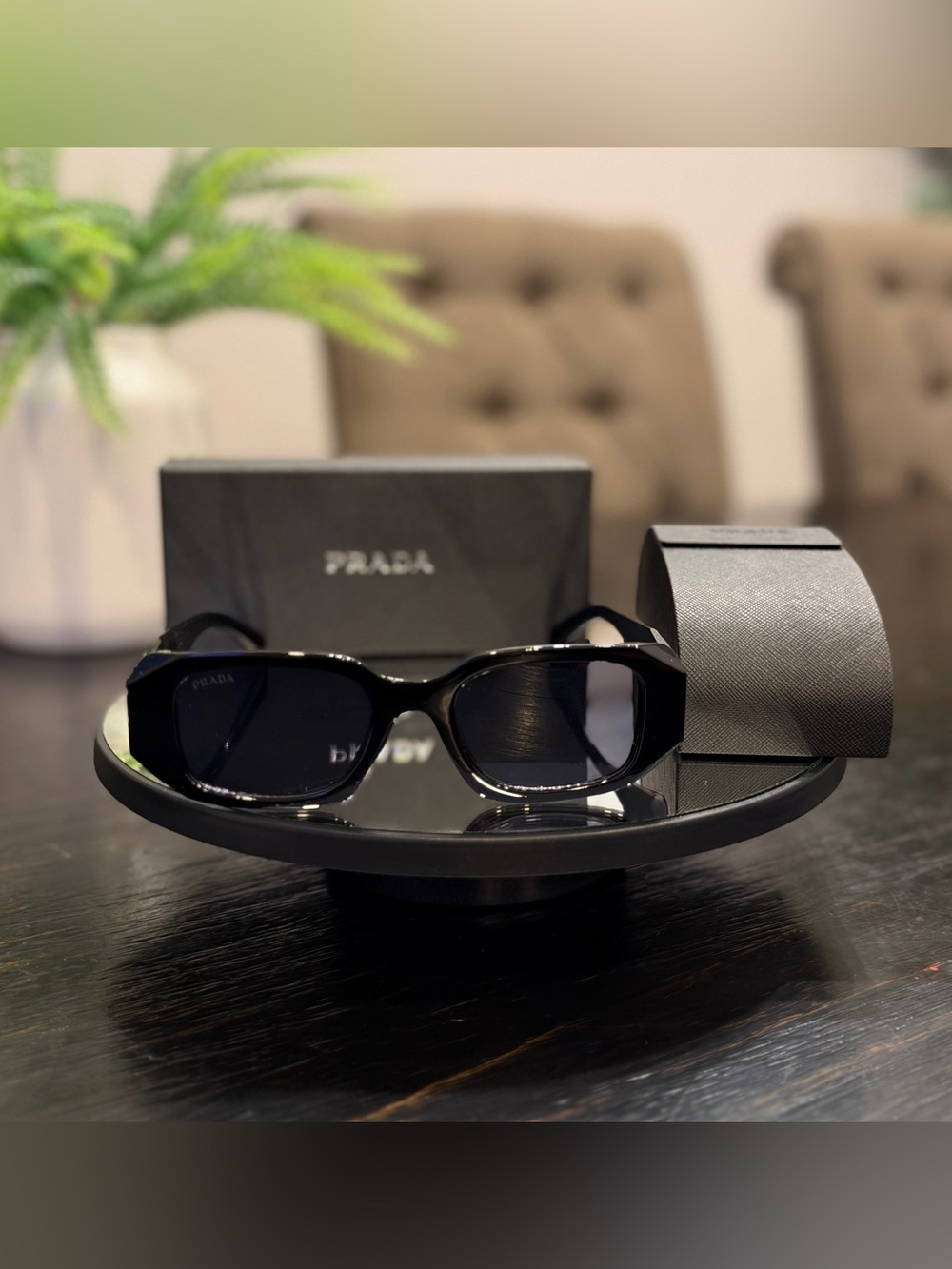 Prada Black Rectangle Sunglasses